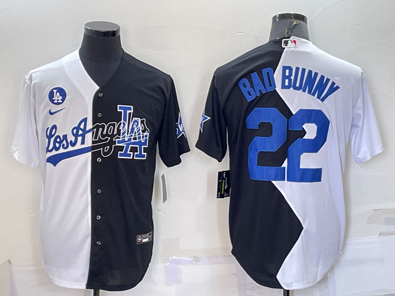 Men's Los Angeles Dodgers Bad Bunny #22 White/Black Baseball Jersey